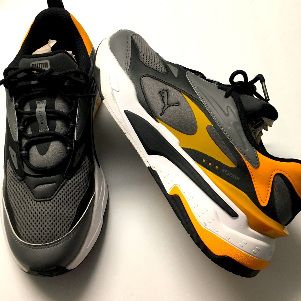 Puma RS-Fast Castlerock Sneakers Athletic Shoes Size 11.5 Black-zinnia Gray